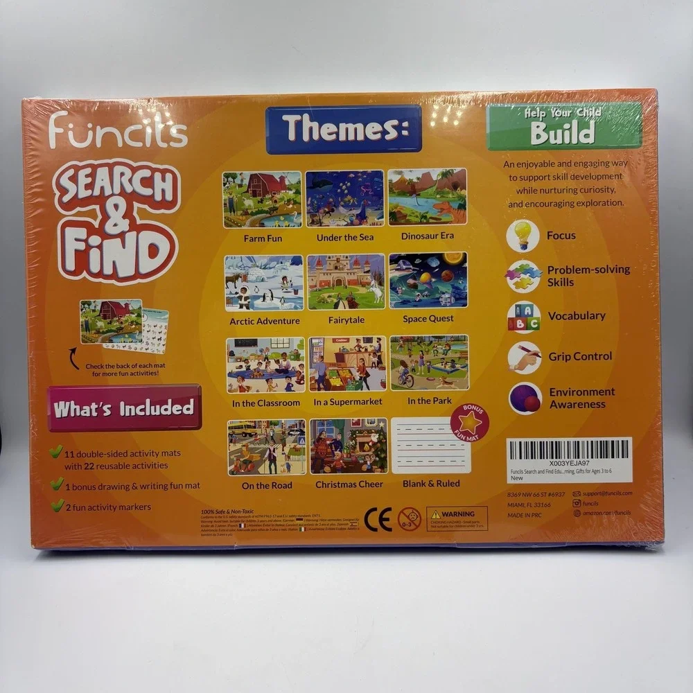 Funcils Search & Find Write & Wipe Activity Mats‎ Kids 3-5 Years New Sealed